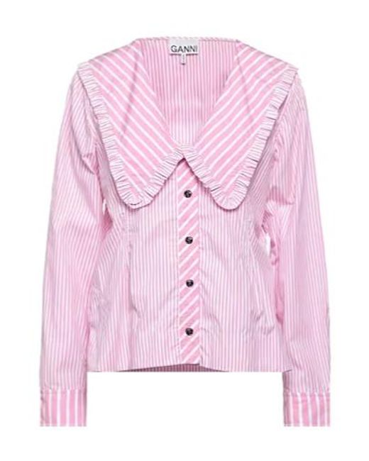 Ganni Pink Patterned Shirts Blouses