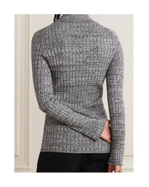 Gabriela Hearst Gray Long-Sleeved Knit Polo Shirt