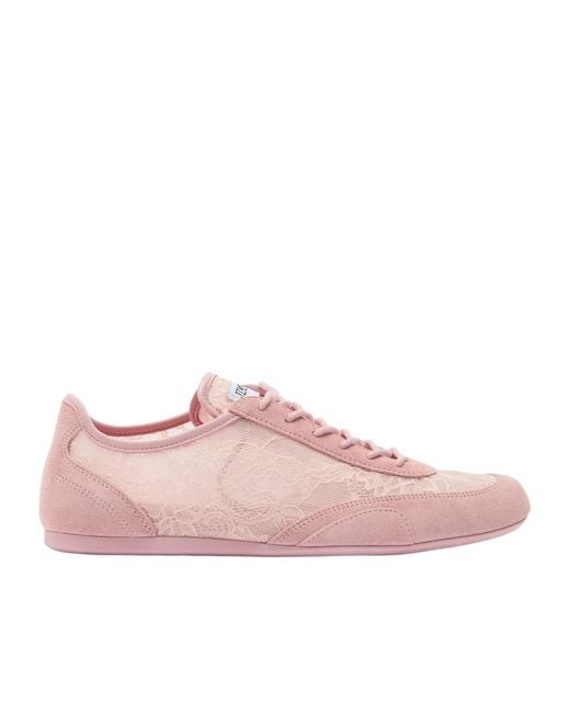 Jimmy Choo Pink Sunny Panelled Lace Sneakers