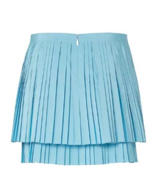 Fendi Blue Layered-Hem Pleated Mini Skirt