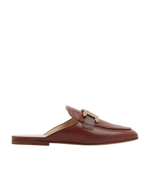 Tod's Brown Chain-Detail Mules