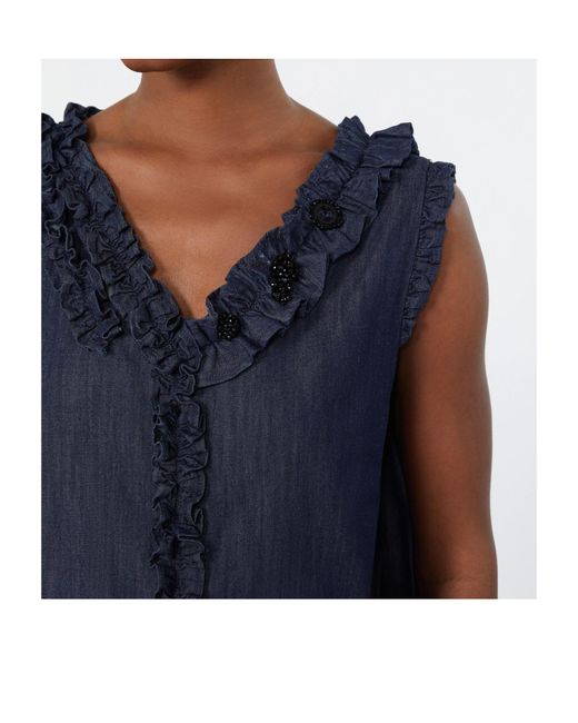 Max Mara Blue Sleeveless Cotton Denim Top
