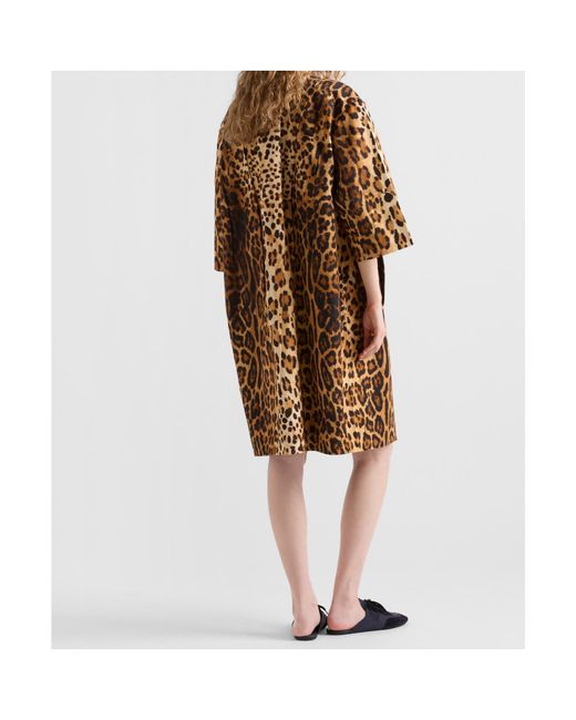 Prada Brown Leopard Print Drill Coat