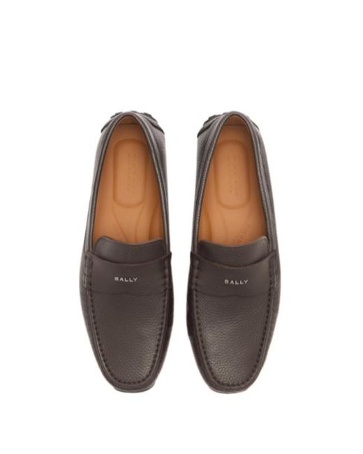 Bally Gray Logo Plaque Slip-On Loafers for men