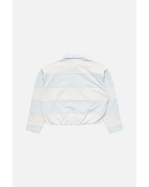 Acne White Striped Polo Sweatshirt
