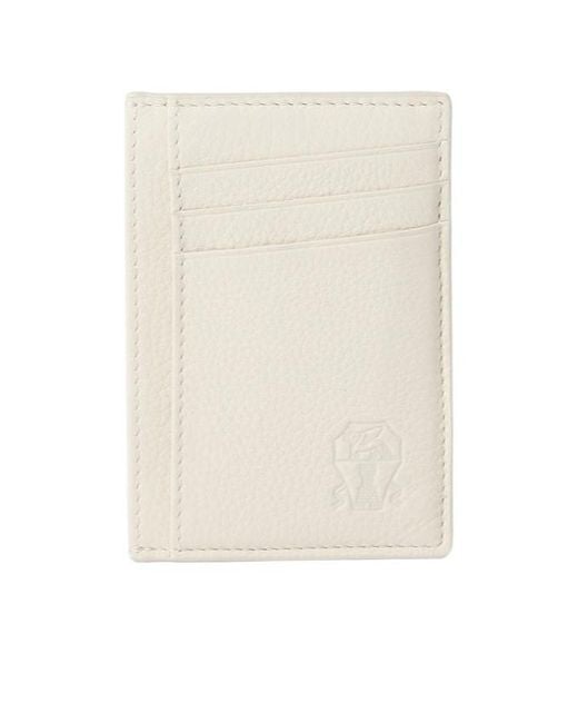 Brunello Cucinelli White Logo-Debossed Cardholder for men
