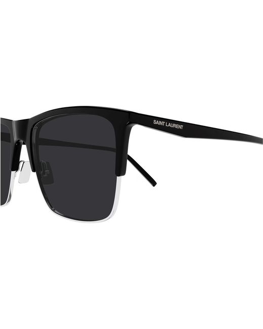Saint Laurent White Half Frame Rectangular Sunglasses for men
