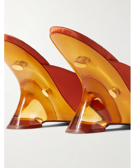 Dries Van Noten Orange Sculpted Heel Mules
