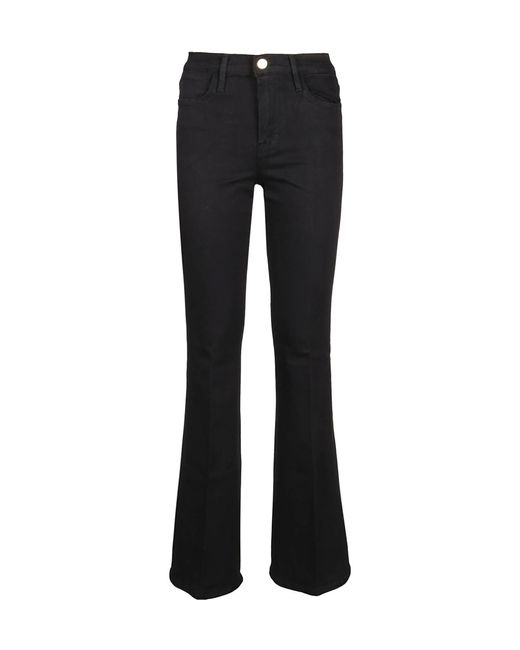 FRAME Black High-Waisted Flared Jeans