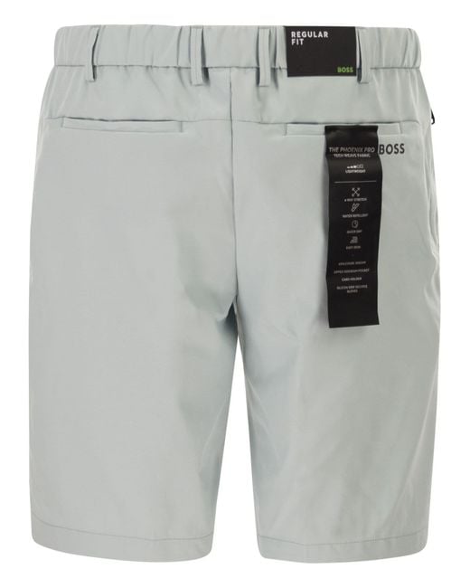 Boss Gray Boss Water-Repellent Finish Easy-Iron Shorts for men