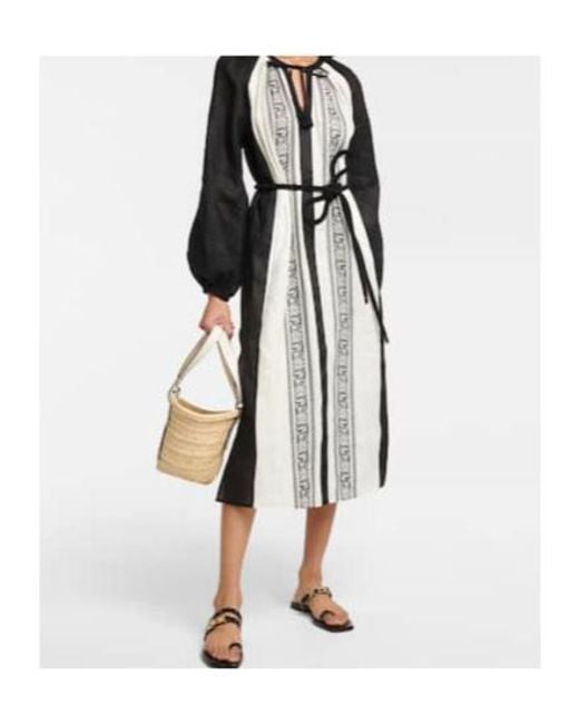 Tory Burch Black Embroidered Linen Kaftan