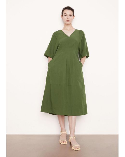 Vince Green Short-Sleeve V-Neck Dress