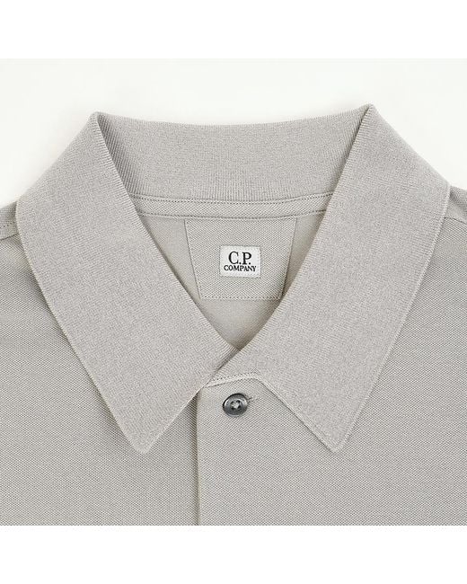 C P Company Gray Logo-Embroidered Polo Shirt for men