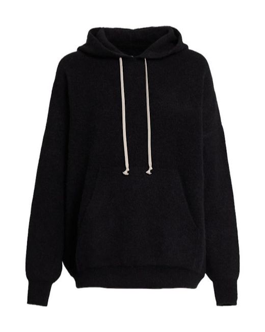 Rick Owens Black Hun Alpaca Blend Hoodie for men