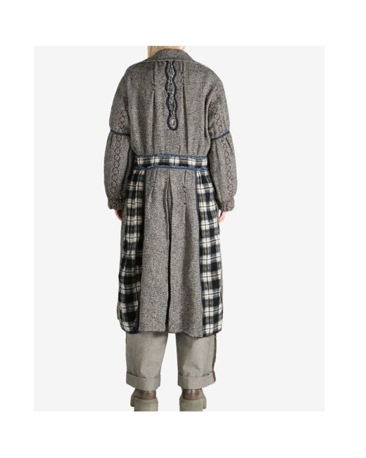 Commun's Gray Paneled Double-Breasted Coat for men