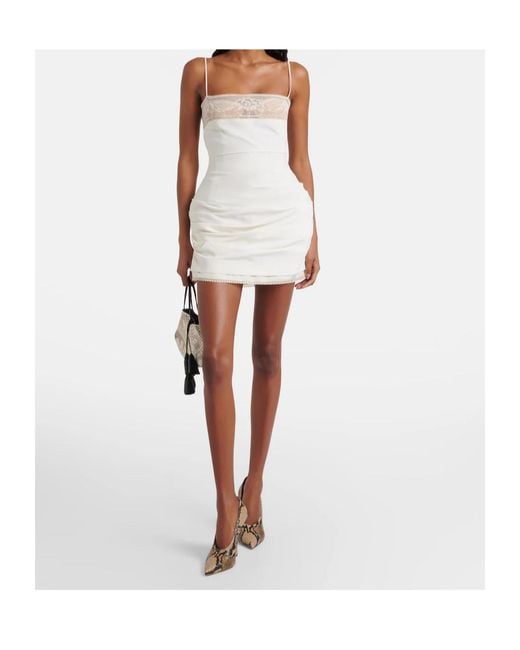 Magda Butrym Natural Lace-Trimmed Silk Minidress