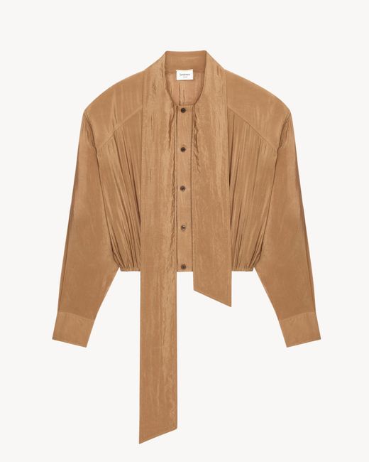 Saint Laurent Brown Taffeta Lavalliére Shirt