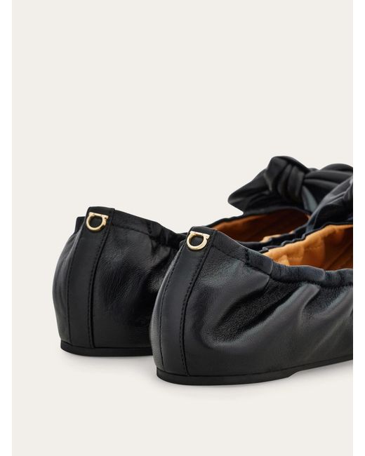 Ferragamo Black Bow Embellished Ballet Flat