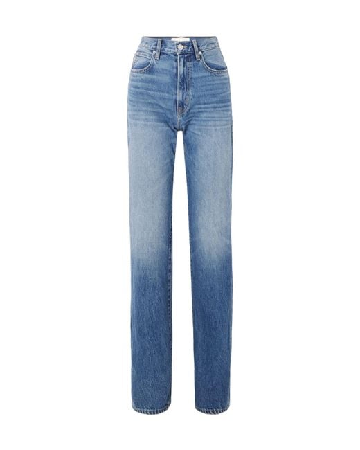 SLVRLAKE Denim Blue London Turn Up High-Rise Straight-Leg Jeans