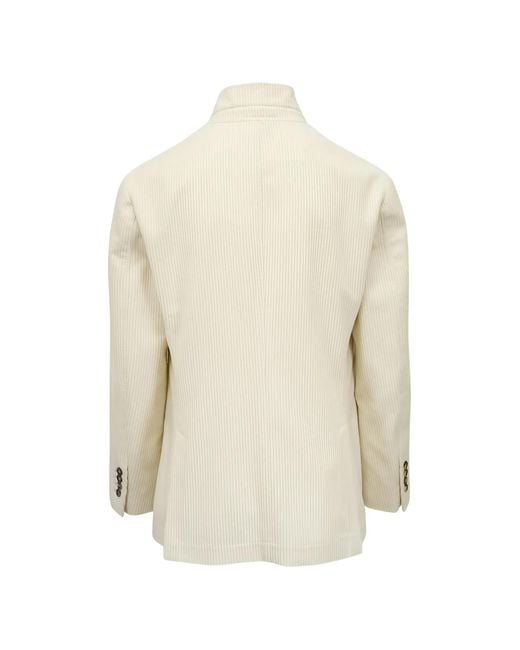 Brunello Cucinelli White Buttoned Corduroy Jacket for men