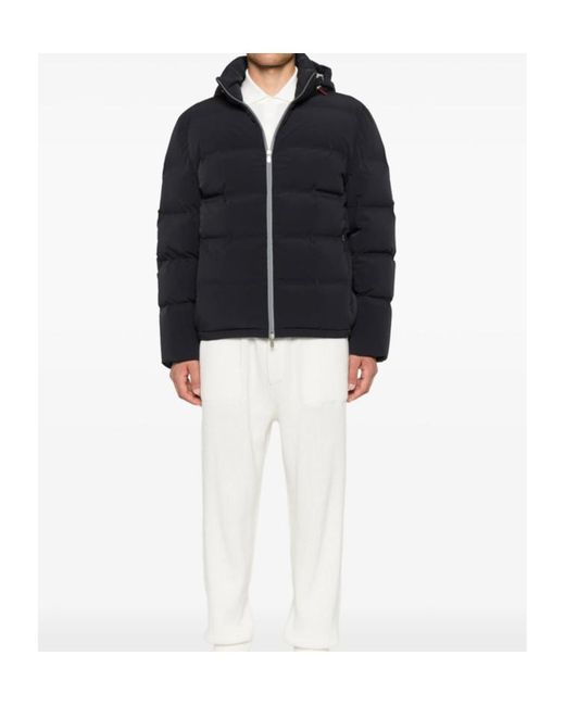 Brunello Cucinelli Blue Hooded Quilted Jacket for men