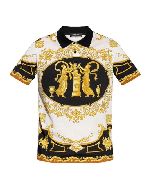 Versace Metallic Polo Shirt With "Hall Of Heroes" Print for men