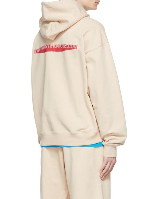 Martine Rose Pink Logo Print Drawstring Hoodie for men