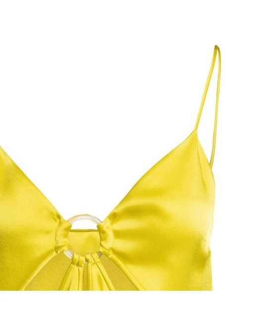 Stella McCartney Yellow Cut-Out Detailed Sleeveless Satin Vest