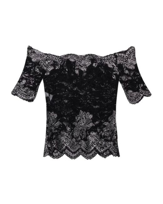 Rabanne Black Rabanne Scalloped Lace Studded Top