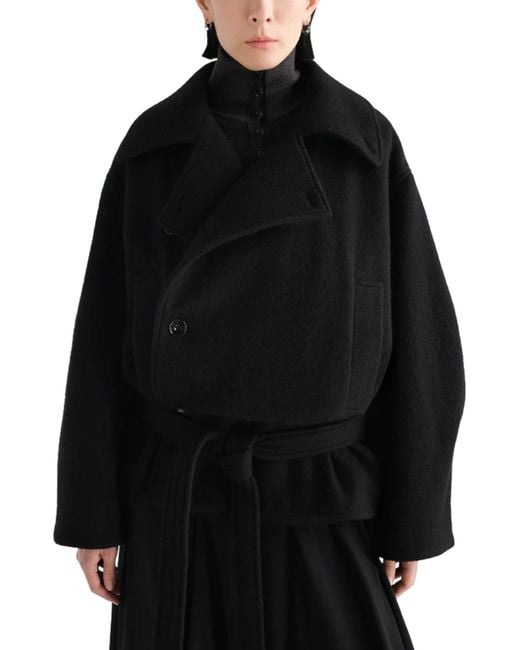 Lemaire Black Short Wrap Coat