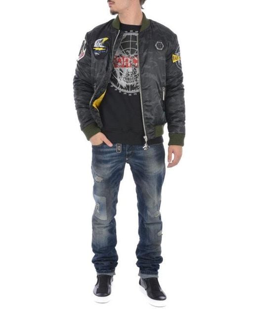 Philipp Plein Gray Logo Casual Jacket for men