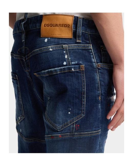 DSquared² Blue Biker Distressed Jeans for men
