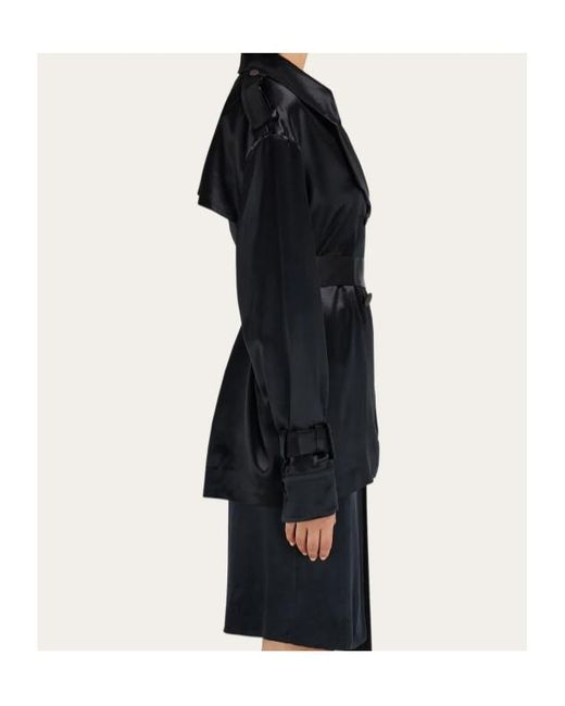 Ferragamo Black Ferragamo Double-Breasted Belted Trench Coat