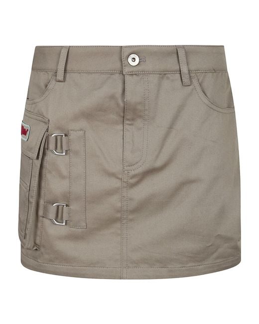 Off-White c/o Virgil Abloh Women's Gray Logo Patch Button Detailed Shorts