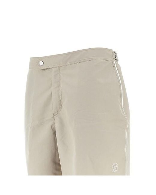 Brunello Cucinelli Natural Adjustable Swim Shorts for men