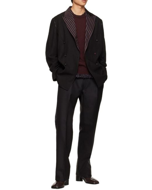 Maison Margiela Black High-Waist Pleated Trousers for men