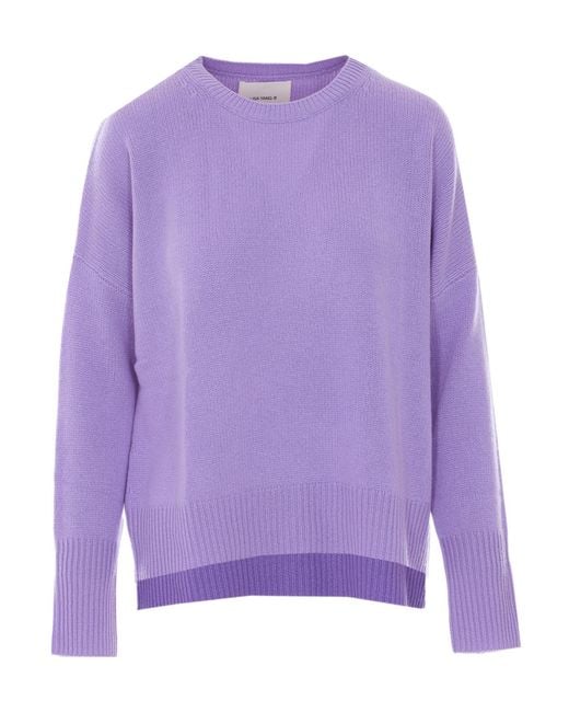 Lisa Yang Purple Crew-Neck Knit Sweater