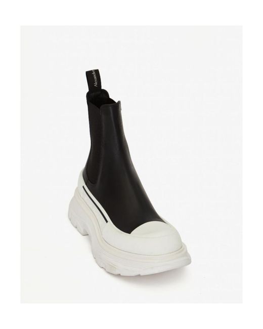 McQueen Black Tread Slick Chelsea Boots