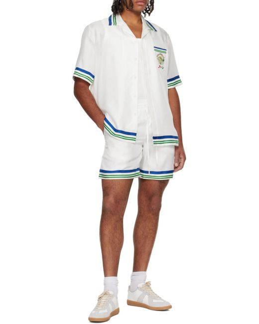 Casablanca White Tennis Club Icon Twill Shorts for men