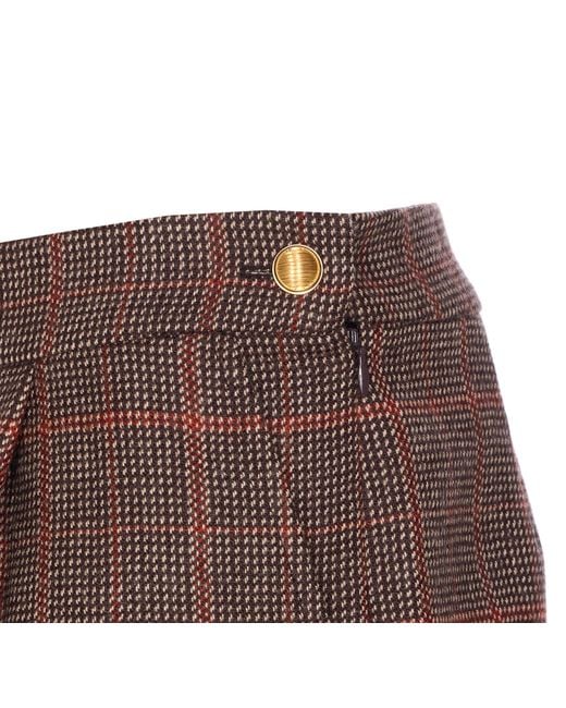 Chloé Brown Plaid-Pattern Mini Skirt