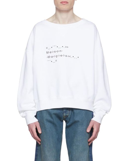 Maison Margiela White Logo Printed Crewneck Sweatshirt