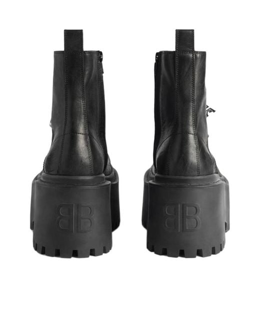 Balenciaga Black Strike Charm Platform Boots