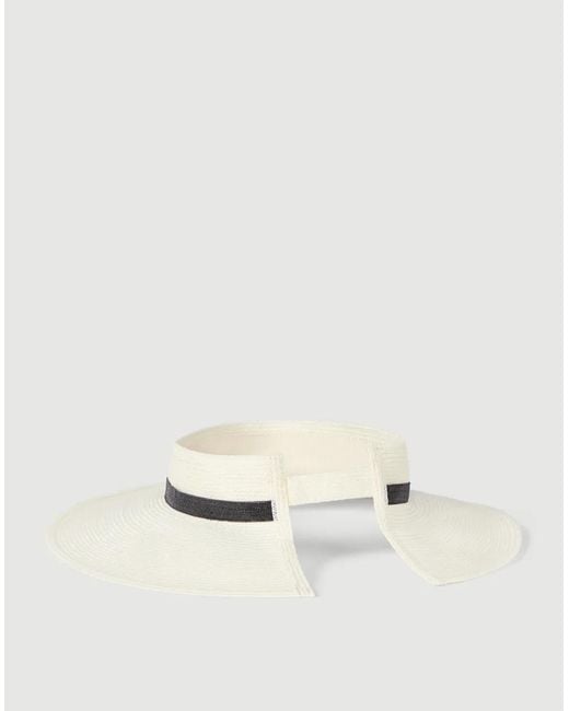 Brunello Cucinelli White Hemp Visor With Precious Band