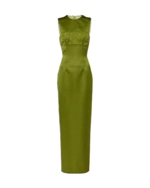 Emilia Wickstead Green Amadine Embellished Satin Gown