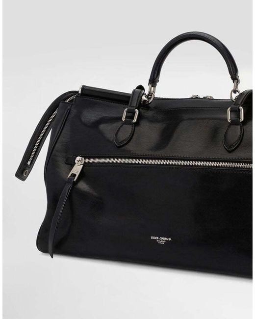 Dolce & Gabbana Black Vittoria Logo Plaque Bag
