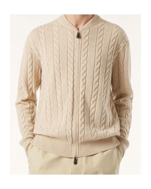 Loro Piana Natural Cedar Bomber Cardigan for men