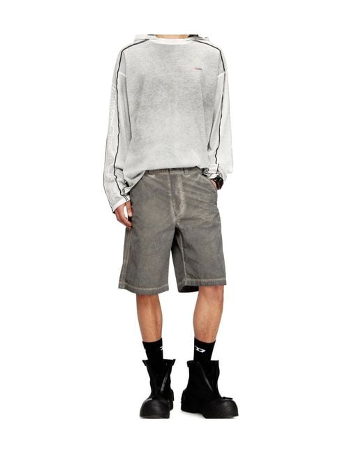 DIESEL Gray T-Riven Long-Sleeve Hoodie for men