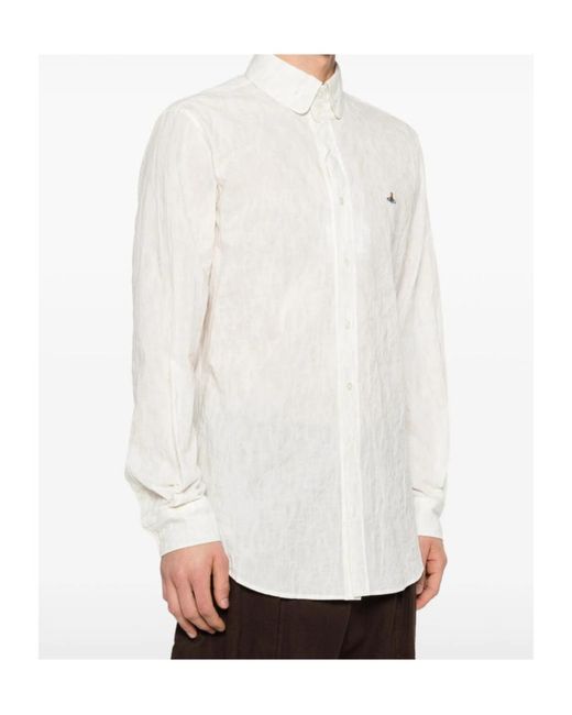 Vivienne Westwood White Orb Embroidered Shirt for men