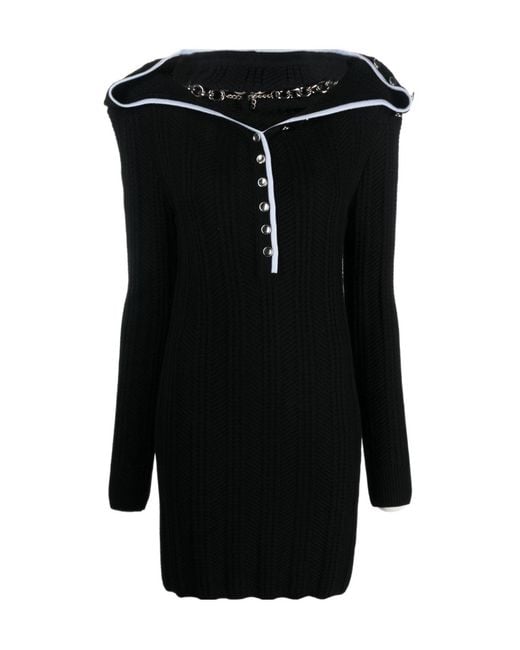 Y. Project Black Ruffle-Collar Merino Wool Minidress