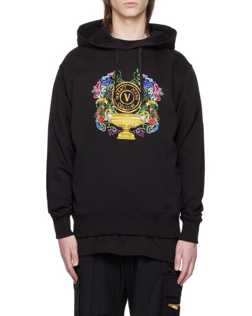 Versace Jeans Blue Couture Logo-Printed Drawstring Hoodie for men